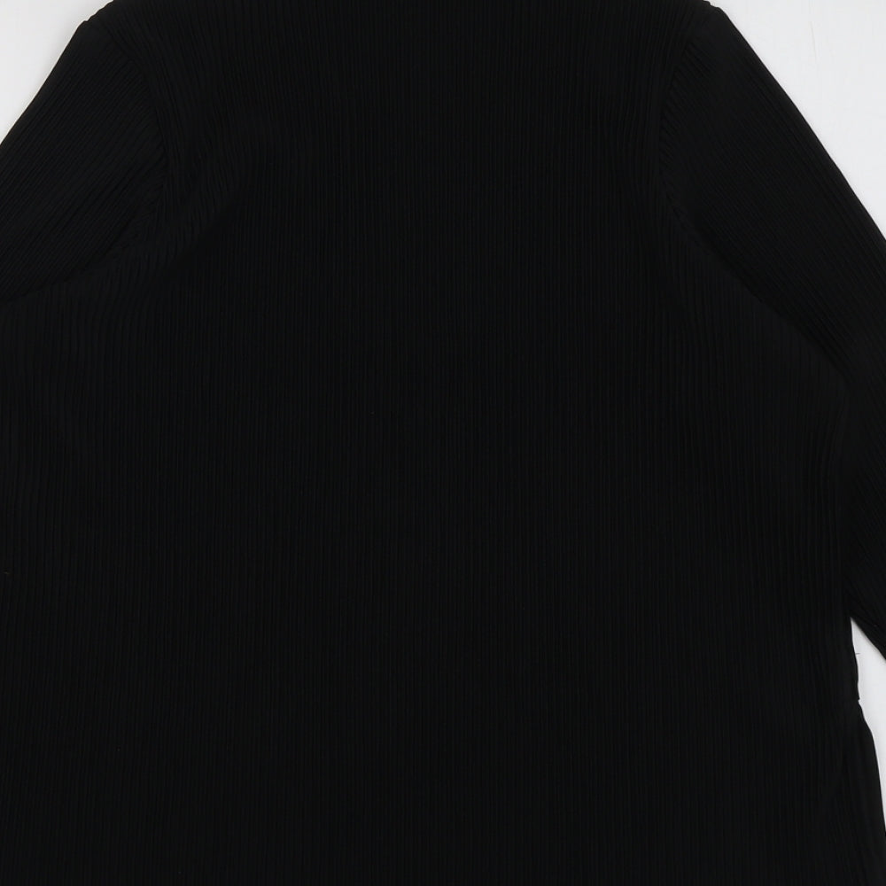 Marks and Spencer Womens Black Polyester Basic Blouse Size 16 Round Neck