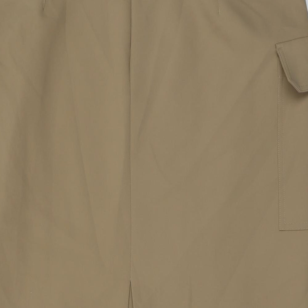 Marks and Spencer Womens Beige Polyester Cargo Skirt Size 22 Zip