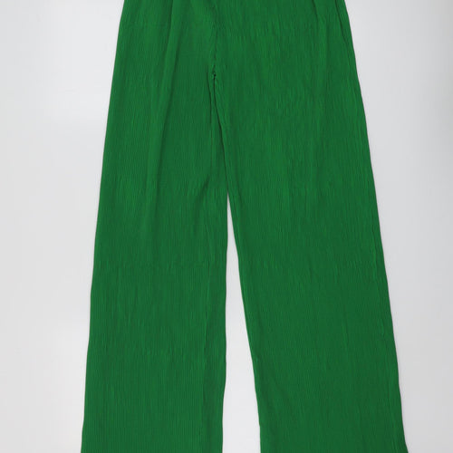 PRETTYLITTLETHING Womens Green Polyester Trousers Size 8 L31 in Regular - Plisse