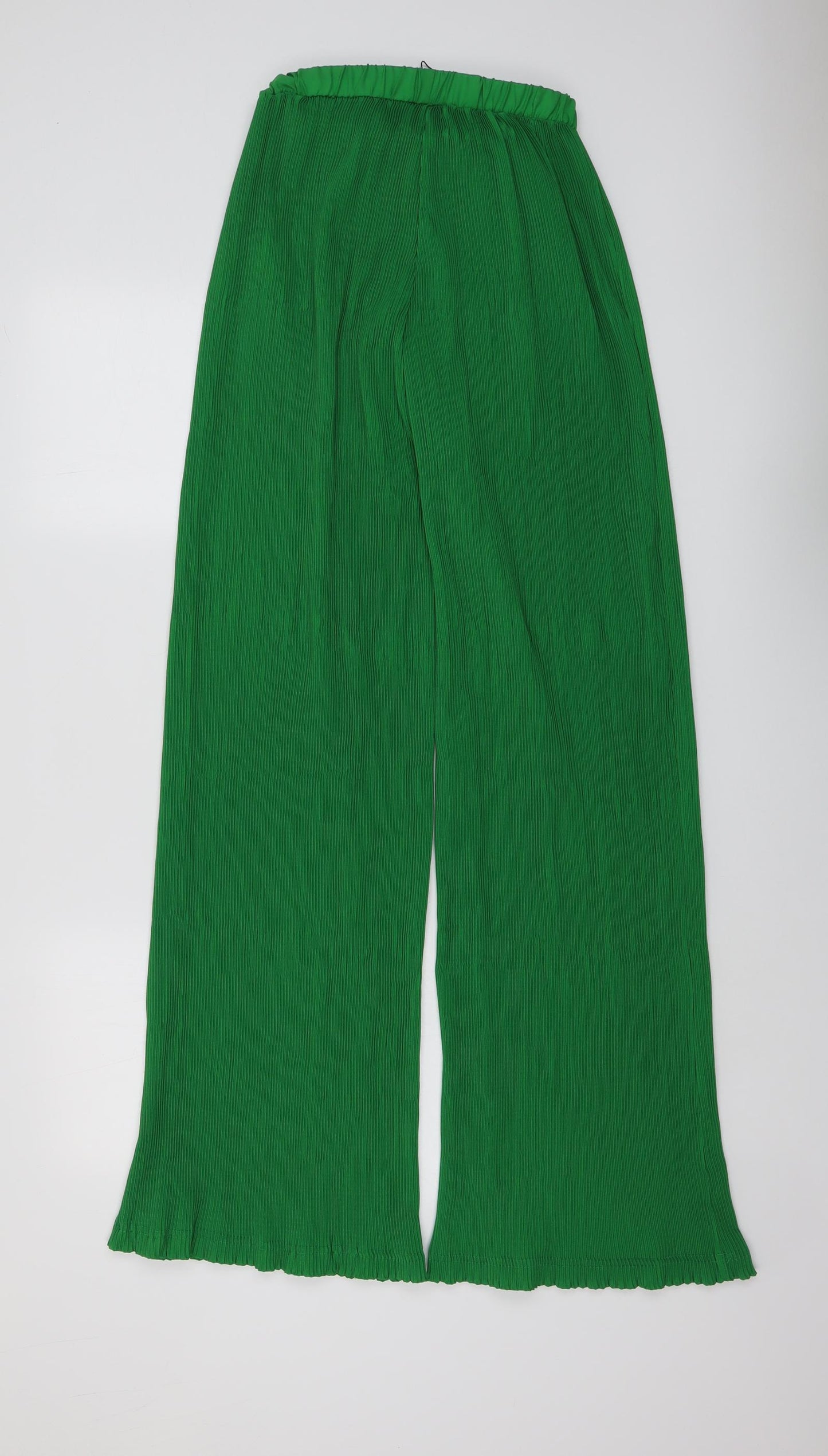 PRETTYLITTLETHING Womens Green Polyester Trousers Size 8 L31 in Regular - Plisse