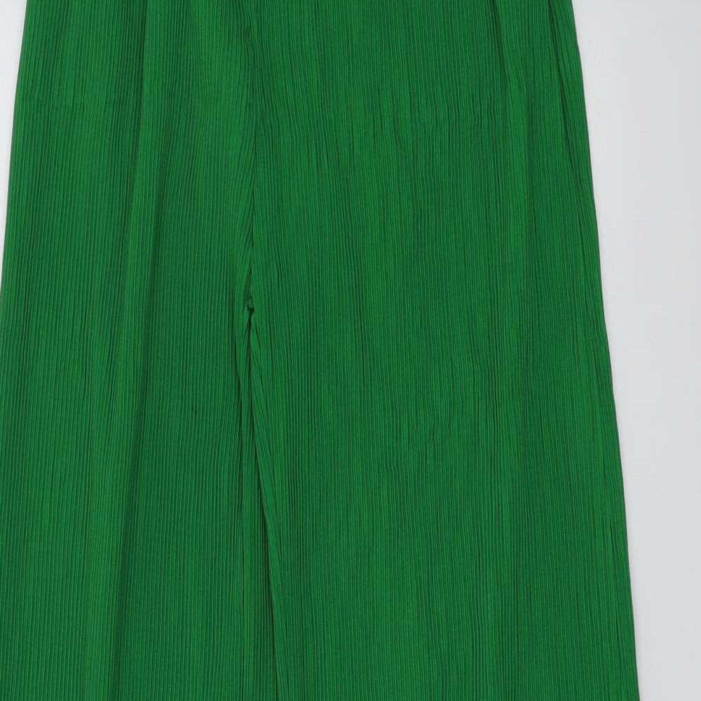 PRETTYLITTLETHING Womens Green Polyester Trousers Size 8 L31 in Regular - Plisse