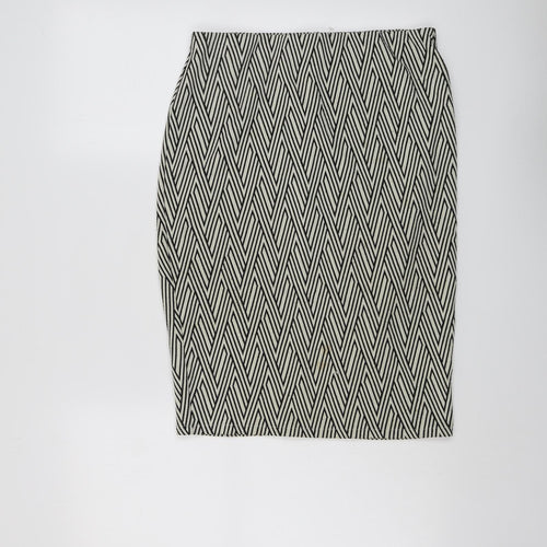 Mango Womens Beige Geometric Polyester Straight & Pencil Skirt Size M