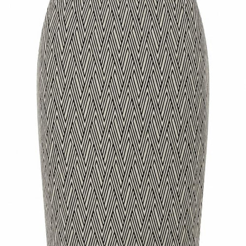 Mango Womens Beige Geometric Polyester Straight & Pencil Skirt Size M