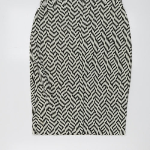 Mango Womens Beige Geometric Polyester Straight & Pencil Skirt Size M