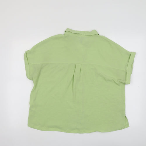 New Look Womens Green Polyester Basic Button-Up Size 14 Collared