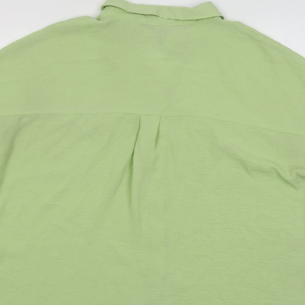 New Look Womens Green Polyester Basic Button-Up Size 14 Collared