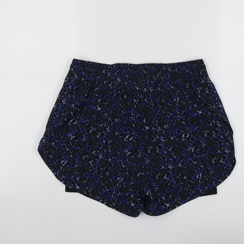 GOODMOVE Womens Black Geometric Polyester Athletic Shorts Size 10 L3 in Regular Drawstring