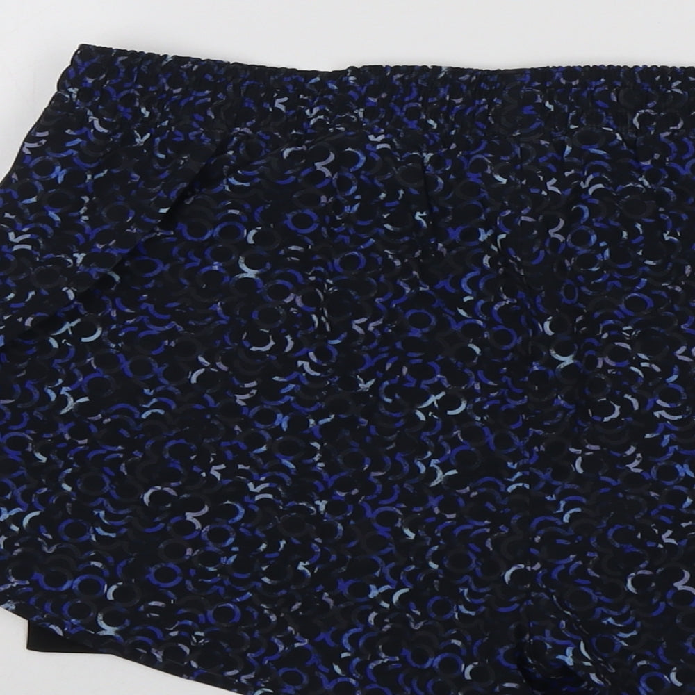 GOODMOVE Womens Black Geometric Polyester Athletic Shorts Size 10 L3 in Regular Drawstring