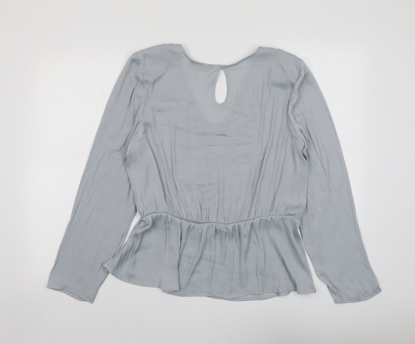 Marks and Spencer Womens Grey Polyester Basic Blouse Size 16 V-Neck