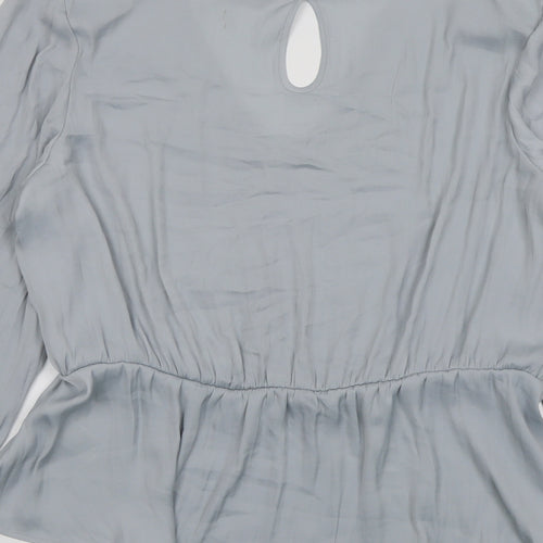 Marks and Spencer Womens Grey Polyester Basic Blouse Size 16 V-Neck