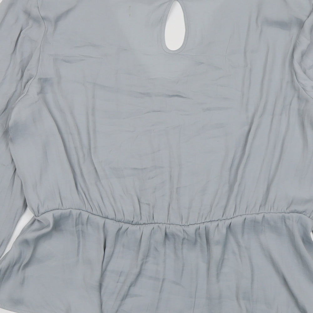 Marks and Spencer Womens Grey Polyester Basic Blouse Size 16 V-Neck