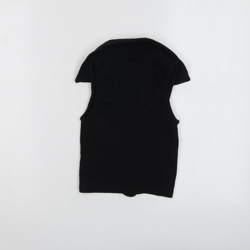 New Look Womens Black Polyester Cropped Tank Size 10 Collared