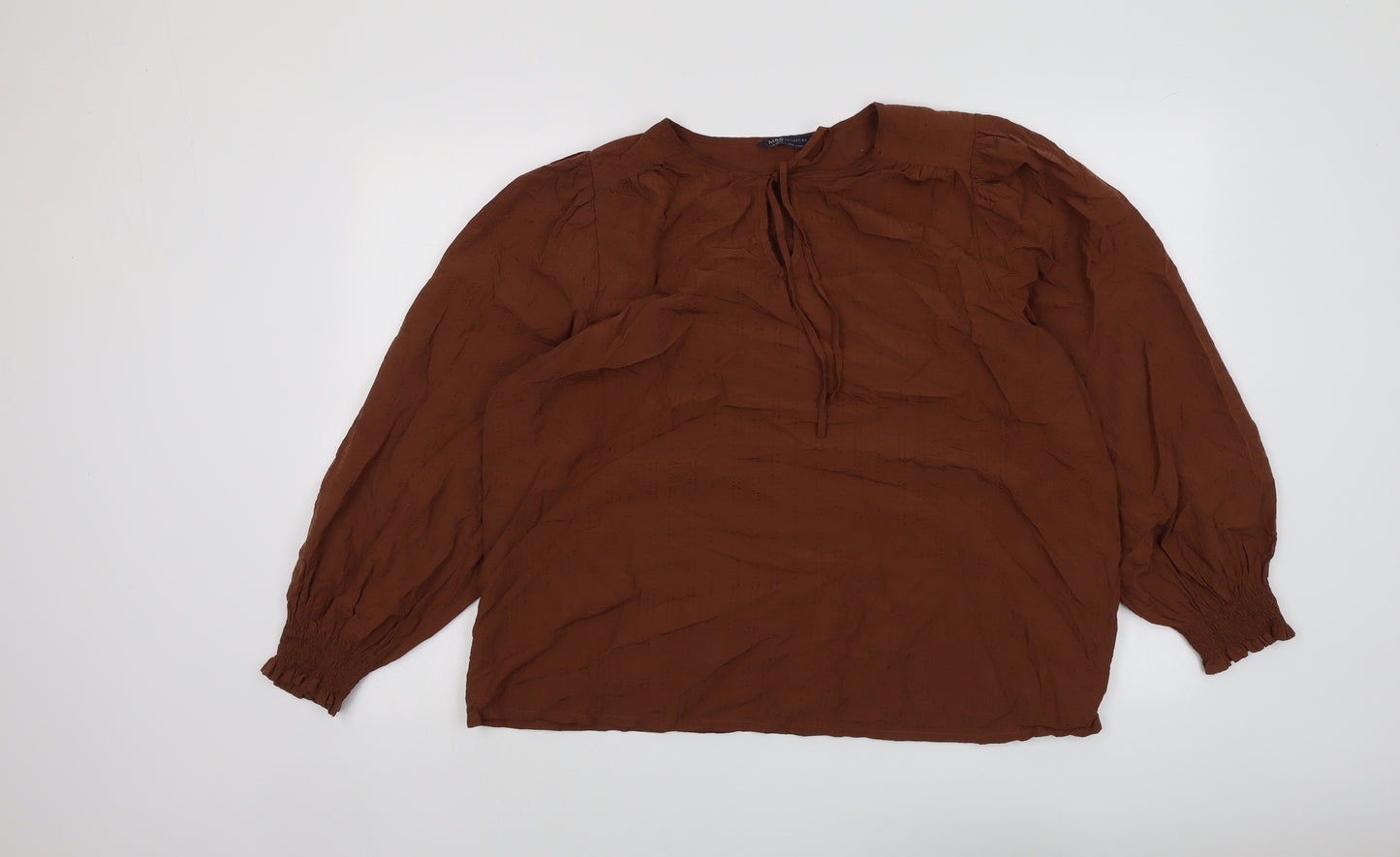 Marks and Spencer Womens Brown Modal Basic Blouse Size 18 Round Neck