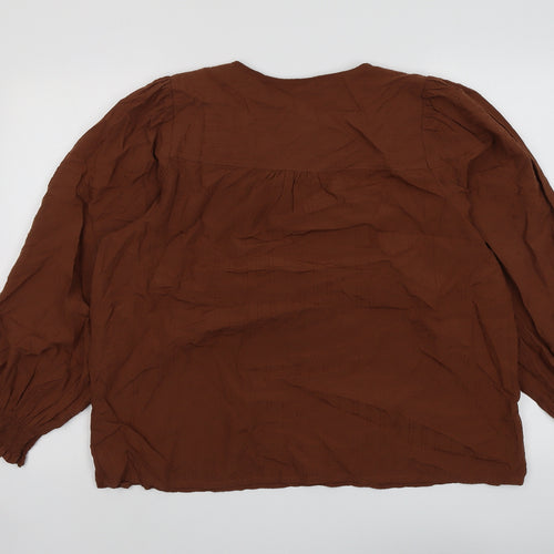 Marks and Spencer Womens Brown Modal Basic Blouse Size 18 Round Neck
