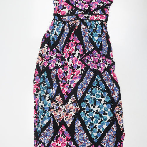 Topshop Womens Multicoloured Floral Viscose Maxi Size 8 V-Neck Zip