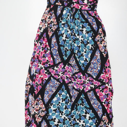 Topshop Womens Multicoloured Floral Viscose Maxi Size 8 V-Neck Zip