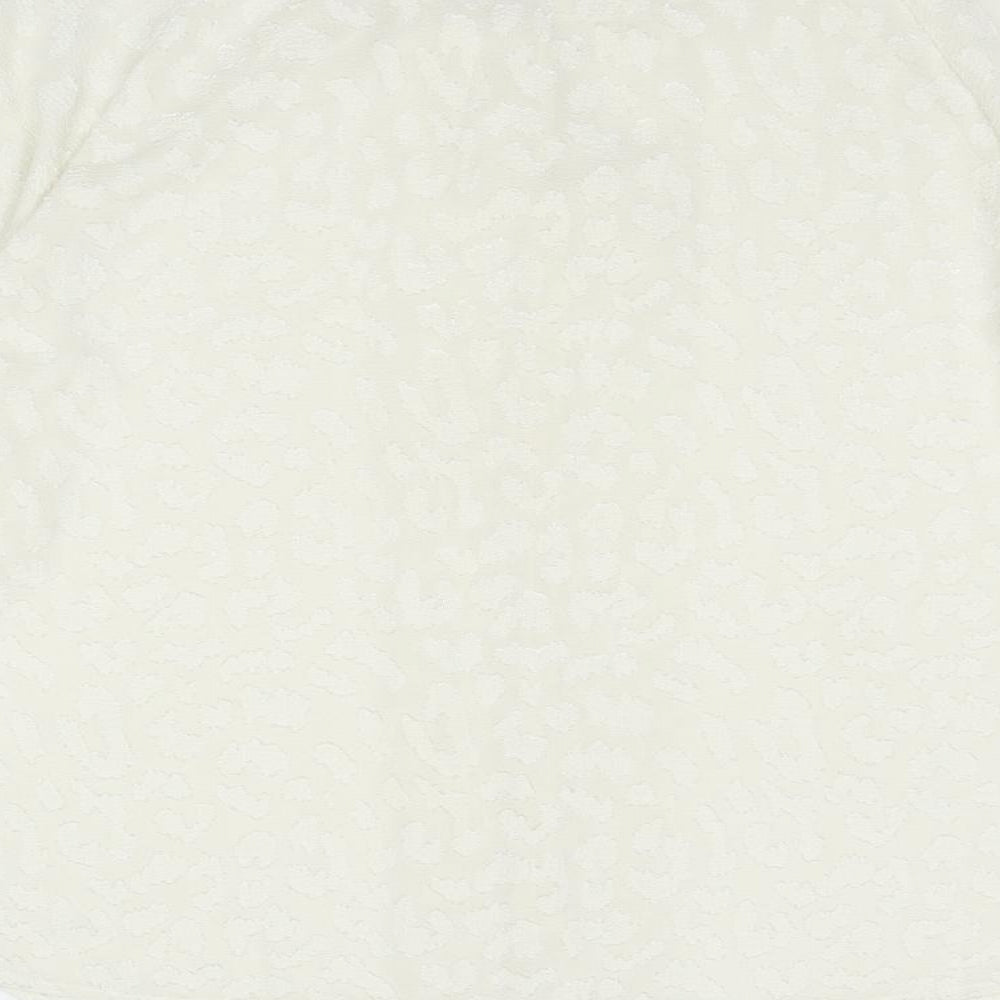 Marks and Spencer Womens Ivory Geometric Polyester Basic Blouse Size 16 Round Neck