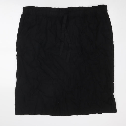 Marks and Spencer Womens Black Linen A-Line Skirt Size 24 Drawstring