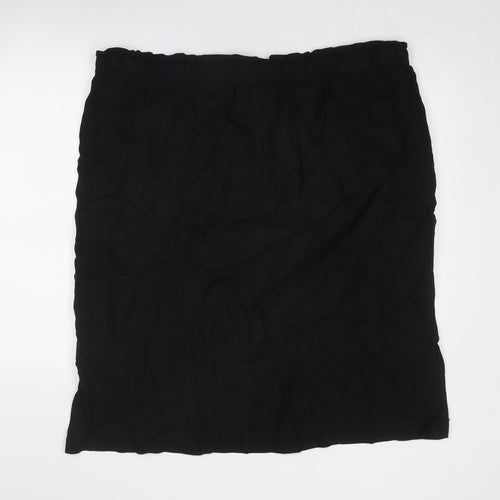 Marks and Spencer Womens Black Linen A-Line Skirt Size 24 Drawstring