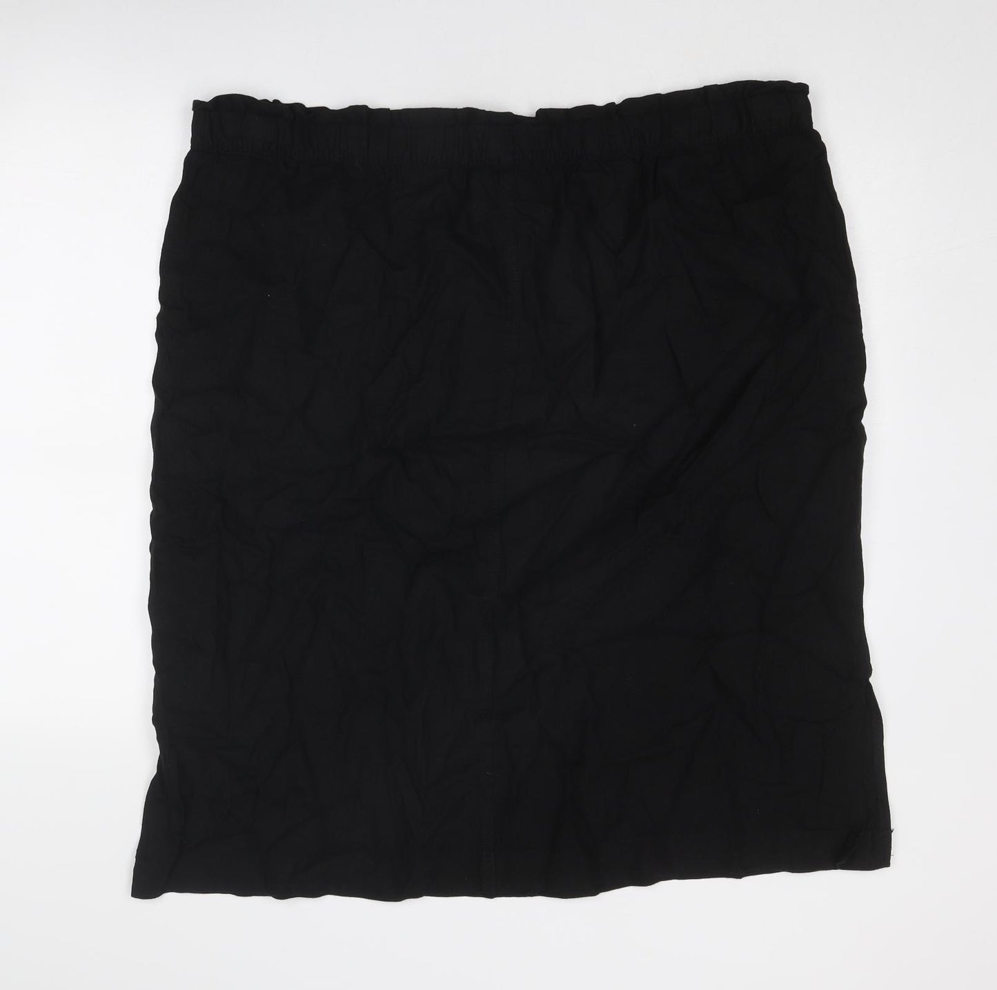 Marks and Spencer Womens Black Linen A-Line Skirt Size 24 Drawstring