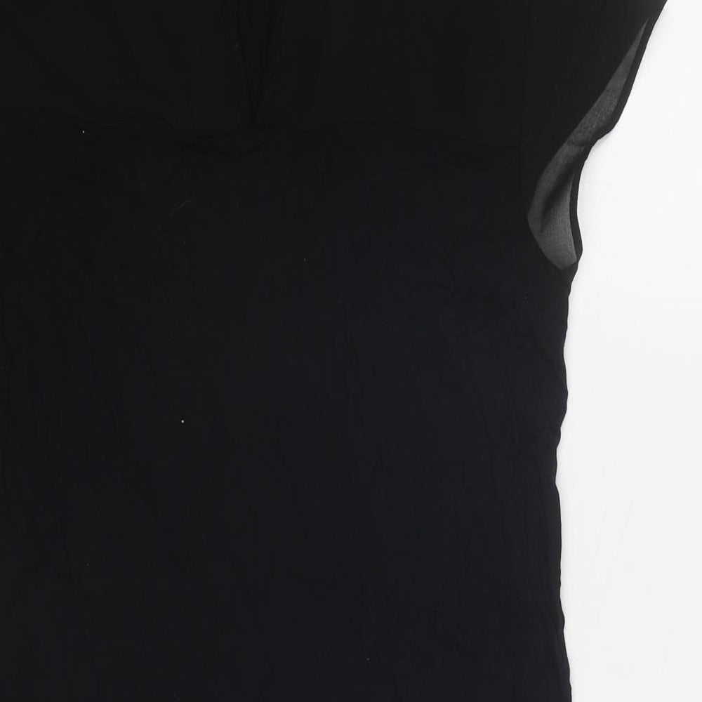 NEXT Womens Black Viscose Basic Blouse Size 8 Round Neck