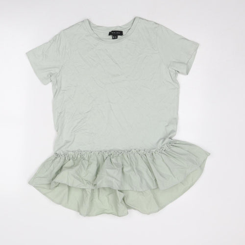 New Look Womens Green Viscose Basic T-Shirt Size 8 Round Neck