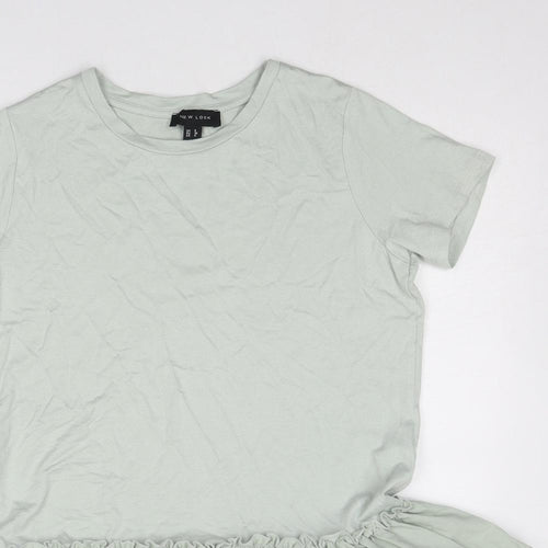 New Look Womens Green Viscose Basic T-Shirt Size 8 Round Neck
