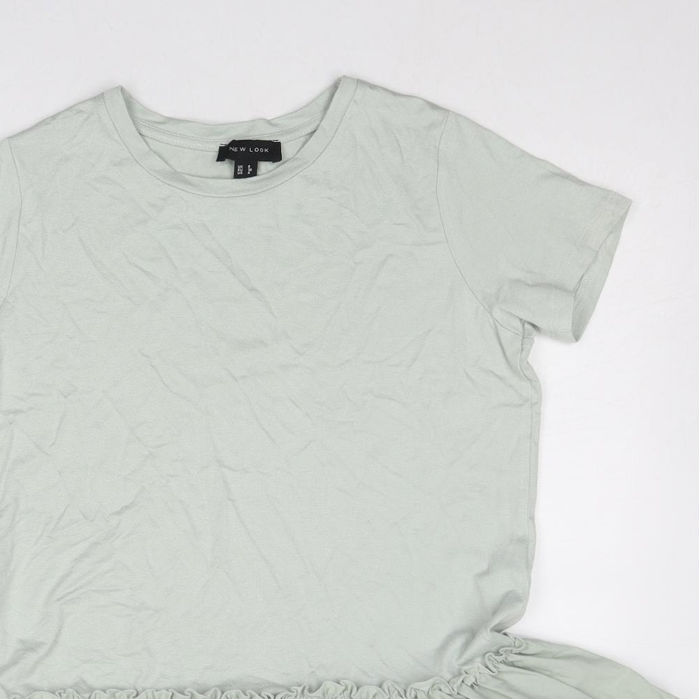 New Look Womens Green Viscose Basic T-Shirt Size 8 Round Neck