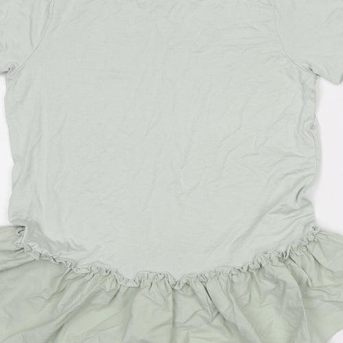 New Look Womens Green Viscose Basic T-Shirt Size 8 Round Neck