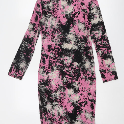 Cameo Rose Womens Multicoloured Geometric Viscose Sheath Size M Boat Neck Pullover