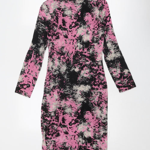 Cameo Rose Womens Multicoloured Geometric Viscose Sheath Size M Boat Neck Pullover