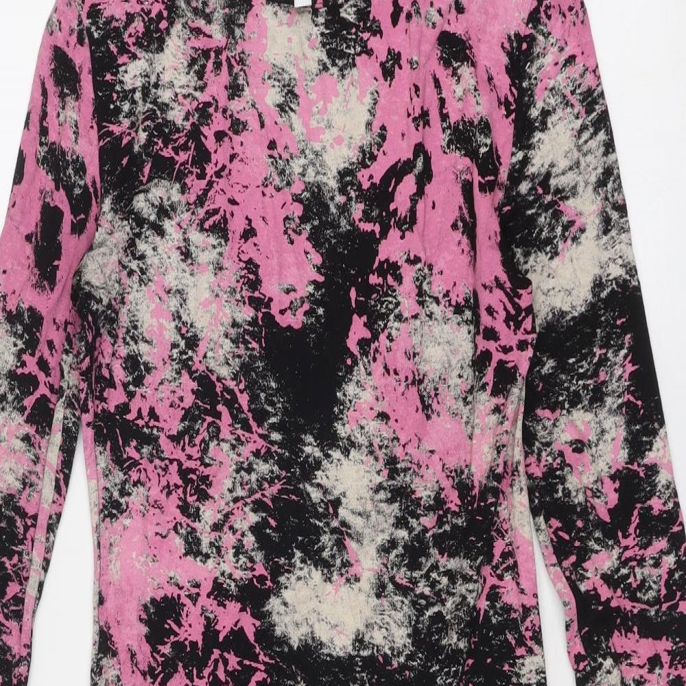 Cameo Rose Womens Multicoloured Geometric Viscose Sheath Size M Boat Neck Pullover