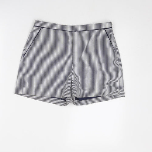 MARCS Womens Blue Striped Polyester Basic Shorts Size 8 Regular Zip