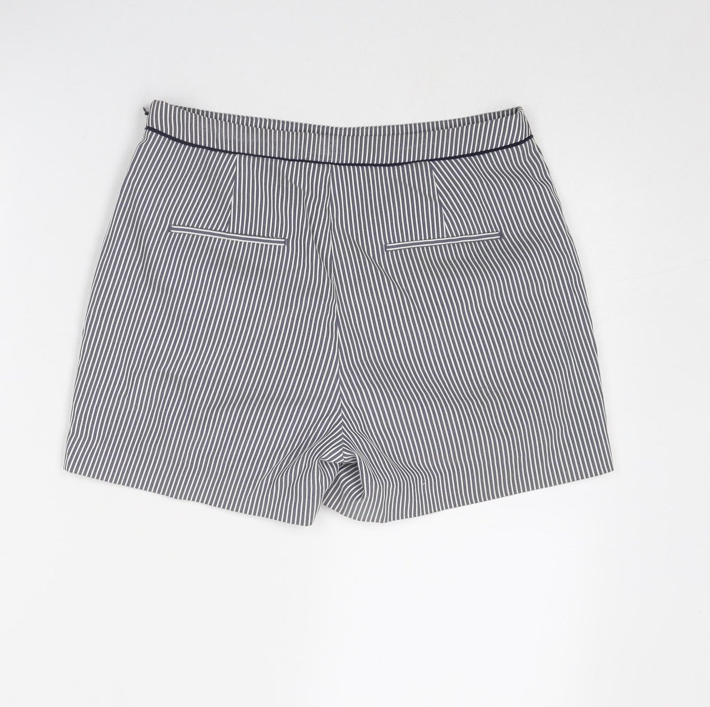 MARCS Womens Blue Striped Polyester Basic Shorts Size 8 Regular Zip