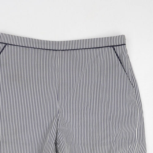 MARCS Womens Blue Striped Polyester Basic Shorts Size 8 Regular Zip