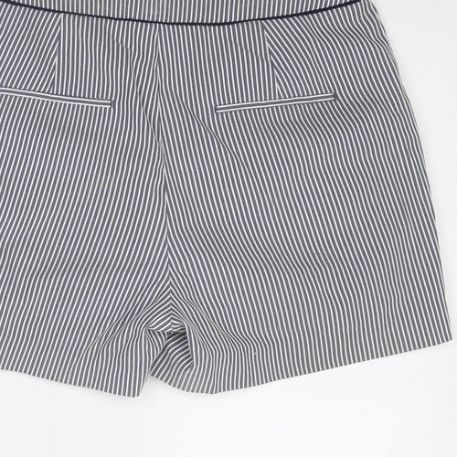 MARCS Womens Blue Striped Polyester Basic Shorts Size 8 Regular Zip