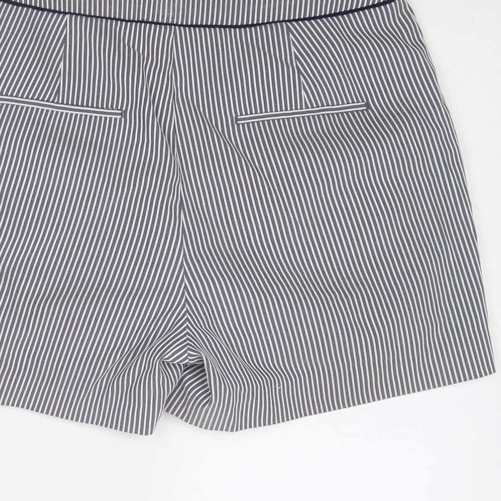 MARCS Womens Blue Striped Polyester Basic Shorts Size 8 Regular Zip