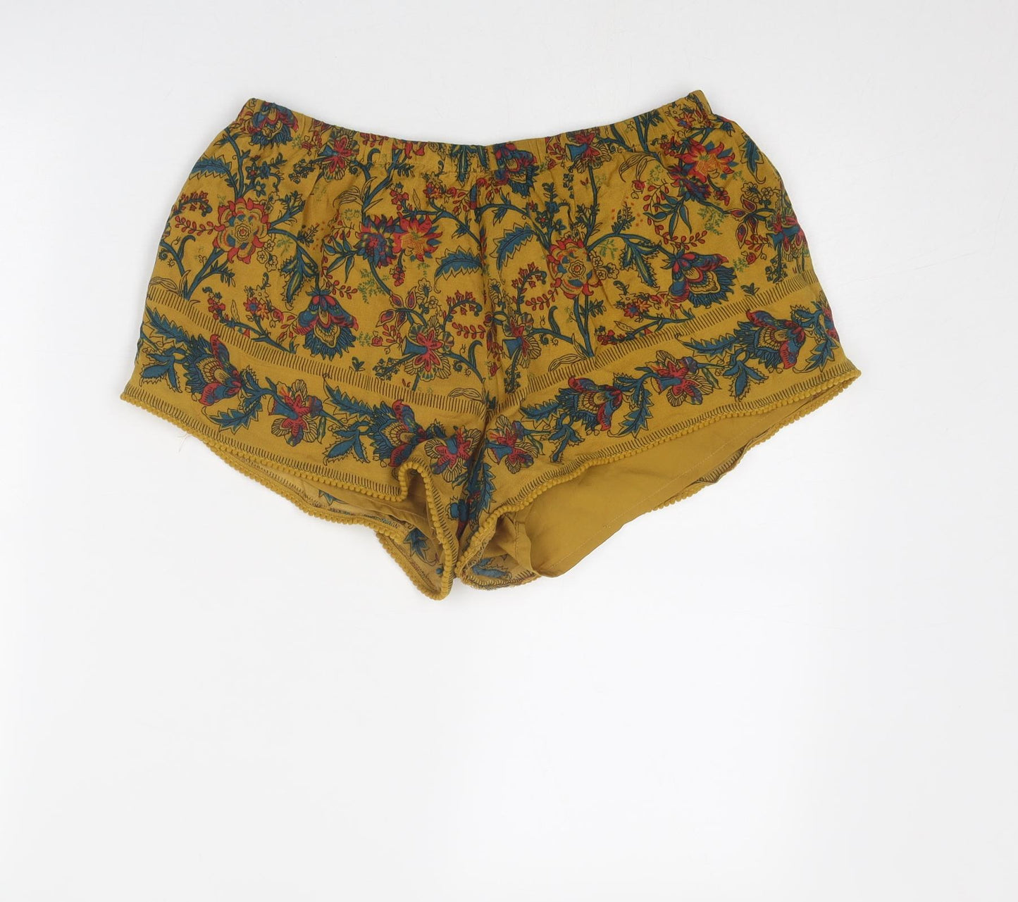 Zara Womens Multicoloured Floral Viscose Basic Shorts Size M Regular Pull On