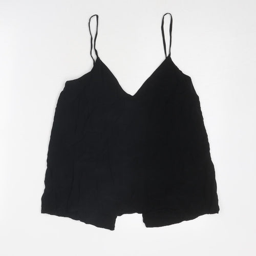 H&M Womens Black Viscose Basic Tank Size 10 V-Neck
