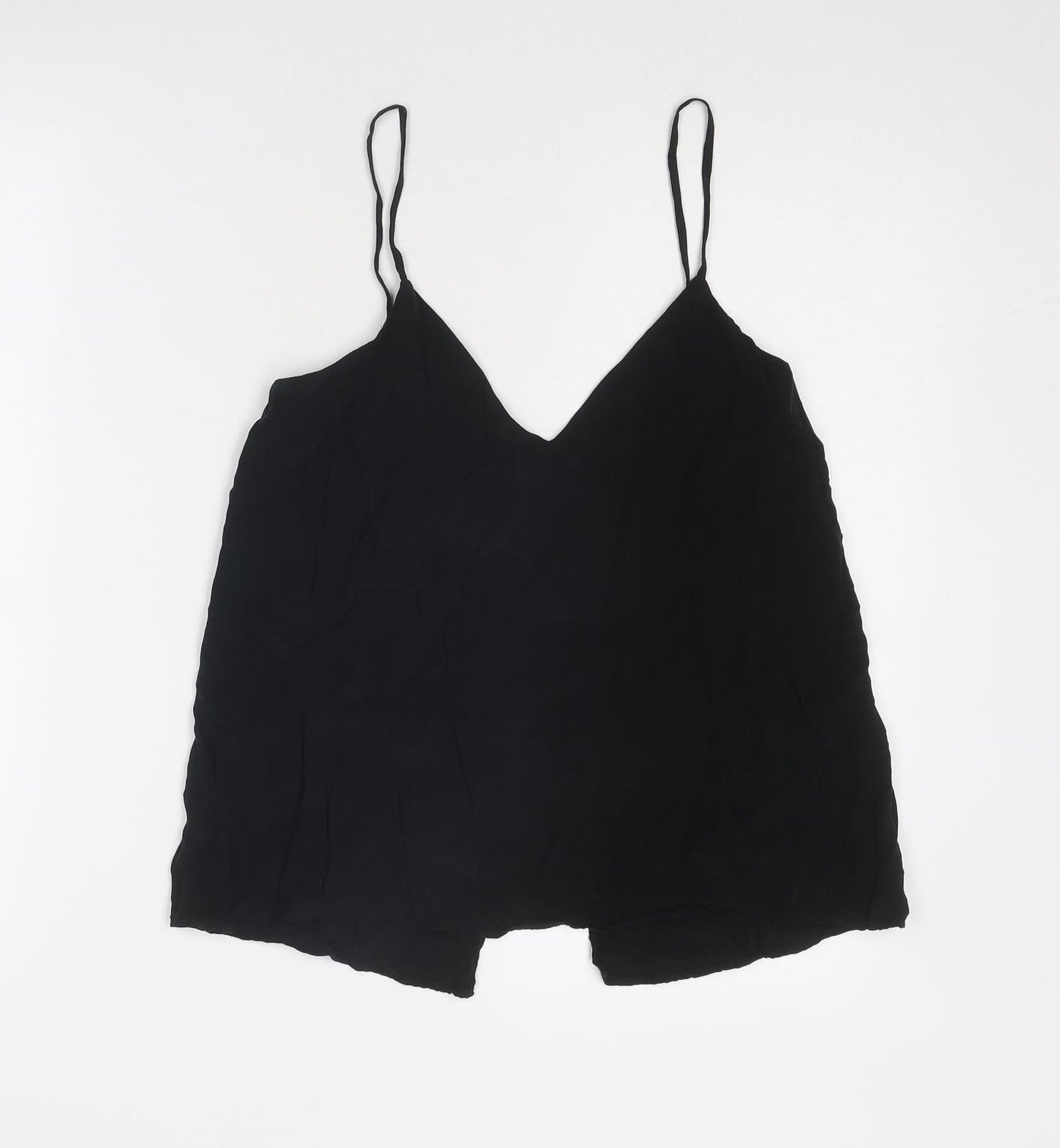H&M Womens Black Viscose Basic Tank Size 10 V-Neck