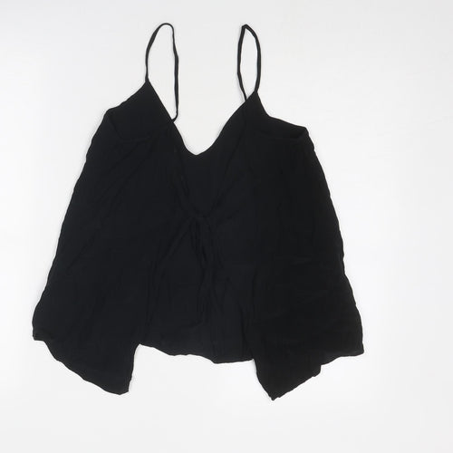H&M Womens Black Viscose Basic Tank Size 10 V-Neck