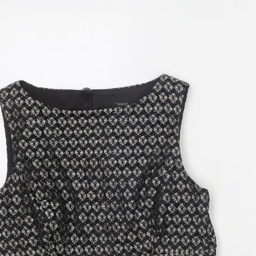 NEXT Womens Black Geometric Nylon Basic Tank Size 14 Round Neck