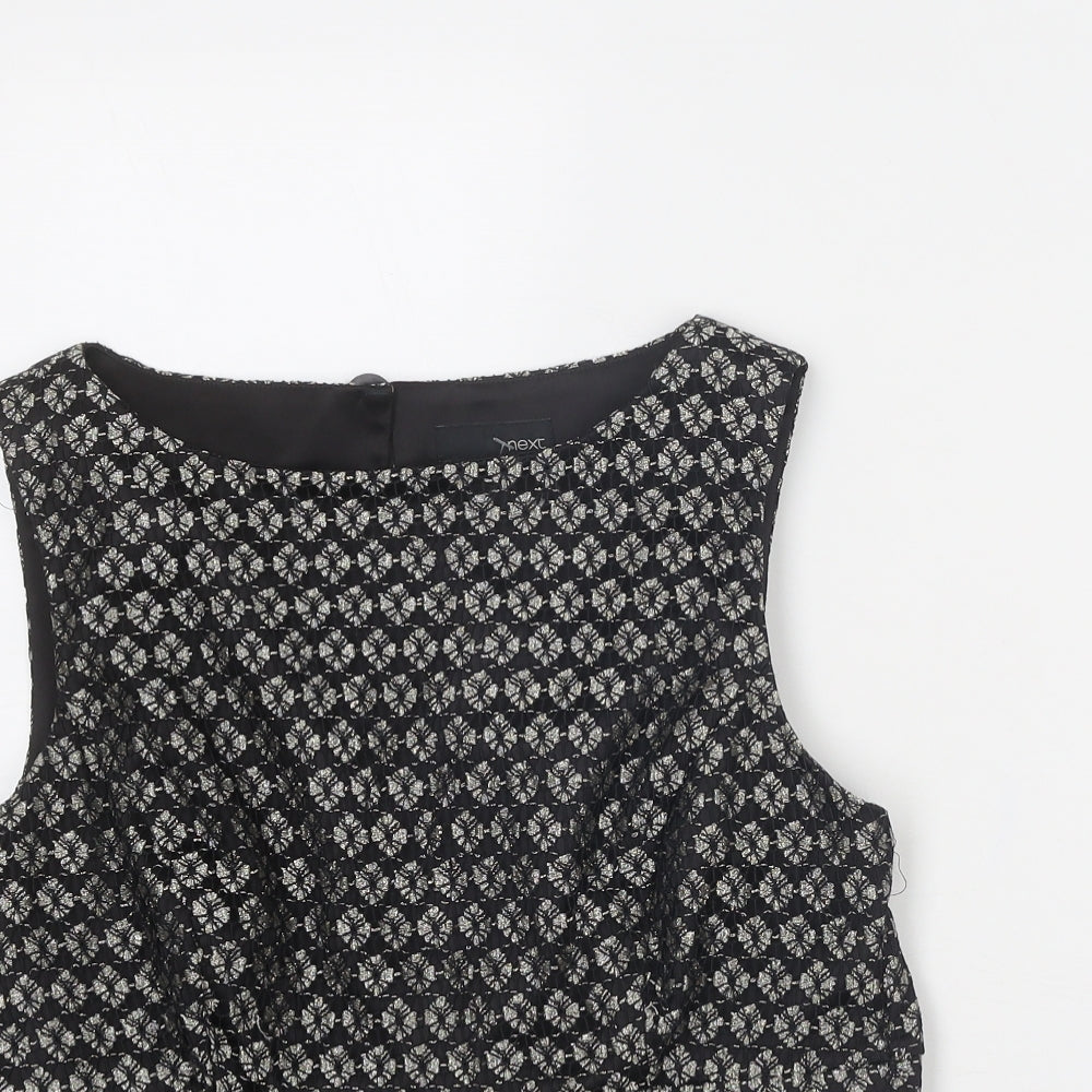 NEXT Womens Black Geometric Nylon Basic Tank Size 14 Round Neck