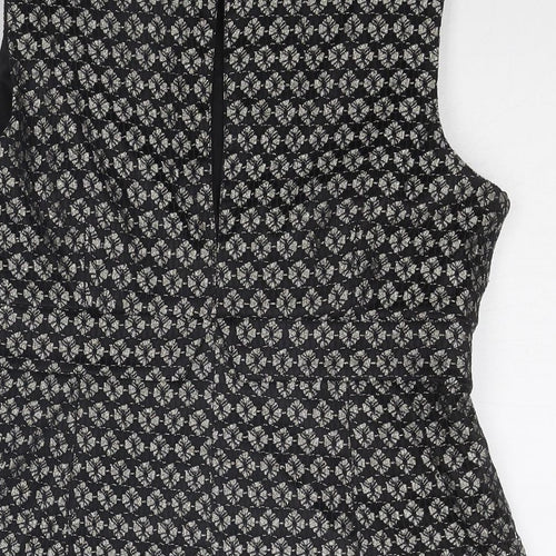 NEXT Womens Black Geometric Nylon Basic Tank Size 14 Round Neck