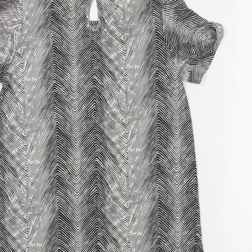 CMD Womens Black Geometric Polyester Basic Blouse Size 10 Round Neck