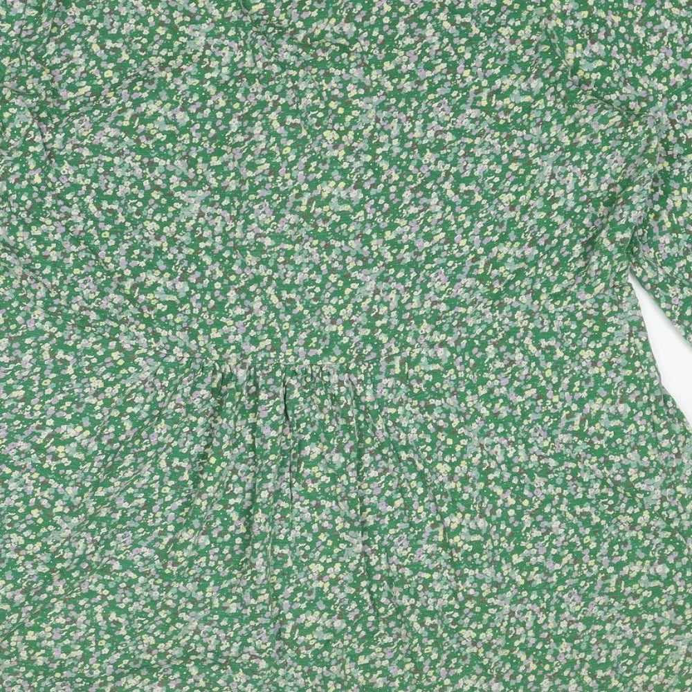 Fat Face Womens Green Geometric Cotton Basic Blouse Size 10 V-Neck