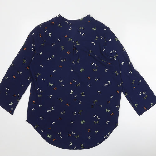 Dorothy Perkins Womens Blue Geometric Polyester Basic Blouse Size 10 V-Neck - Butterfly Print
