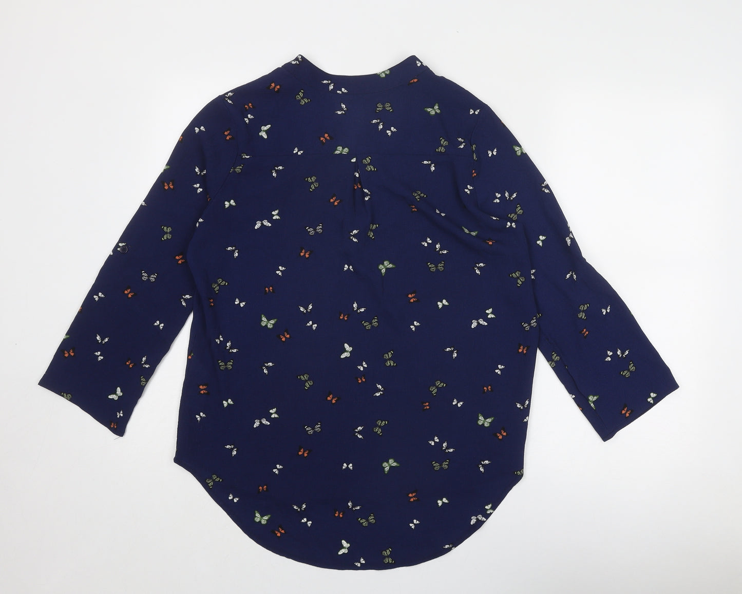 Dorothy Perkins Womens Blue Geometric Polyester Basic Blouse Size 10 V-Neck - Butterfly Print