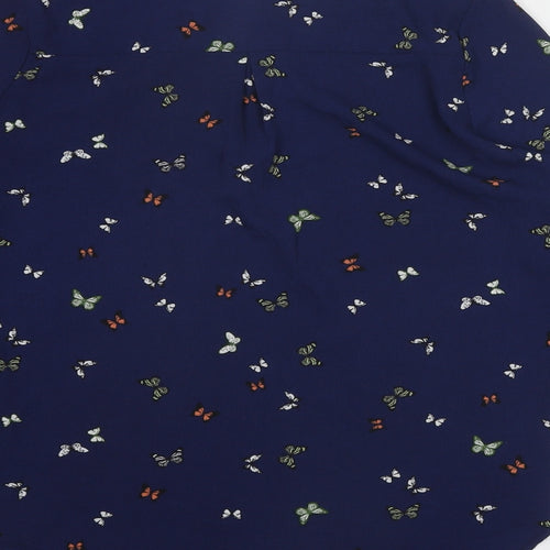 Dorothy Perkins Womens Blue Geometric Polyester Basic Blouse Size 10 V-Neck - Butterfly Print