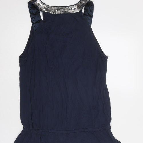 Jasper Conran Womens Blue Viscose Basic Tank Size 14 Round Neck